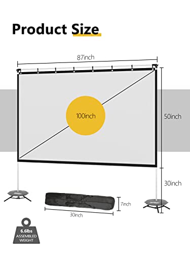 Portable Projector Screen With Stand, Wewatch 100 Inch Projection Screen 16:9, 4K Hd Rear Front Projections Movies Screen With Carry Bag, Native 1080P Projector #TOP4