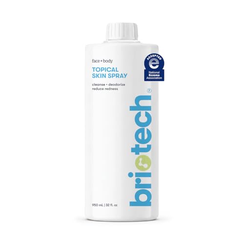 Image of BRIOTECH Topical Skin Spray, Hypochlorous Acid for Sensitive Skin, HOCl Facial Mist, Full Body Support Against Irritation, Calm Redness, Soothe Foot & Scalp, 32 fl oz Refill (1 Pack)