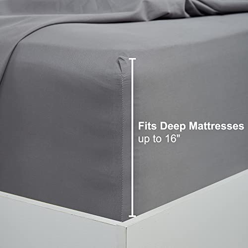 Best Season 400 Thread Count Cotton Queen Size Sheet Set (Gray Color) 4 Piece - 100% Long Staple Cotton Sheets Set, Soft Cotton Bed Sheets Sets With Deep Pocket Fit Upto 16 Inch #TOP4