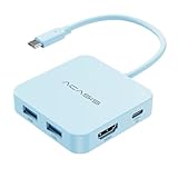 USB C Hub, Multiport Adapter with 4K@60 HDMI, 100W Power Delivery, 3 USB A+1 USB-C 3.1 Data Port, USB to HDMI Adapter for MacBook, Dell, Lenovo, Surface, iPad PRO, XPS (Blue)