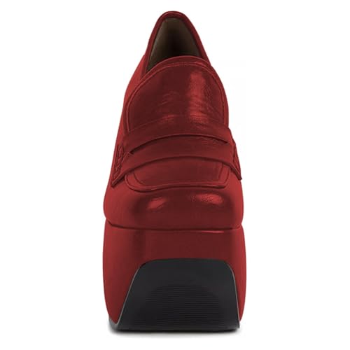 FOWT Women Square Toe Slip on Pumps Platform Wedge High Heel Loafers Sexy Outfit Stylish Shoes Size 4-16 US2