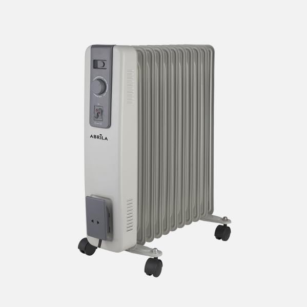 ABRILA - Acebuche - Radiatore olio 2500 W grigio | 3 potenze | 11 elementi | antiribaltamento | Termostato regolabile | Protezione di sicurezza | Grigio