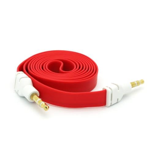 Cable Auxiliar 3.5mm plano rojo 0.91 m para auto y audio miniatura 2