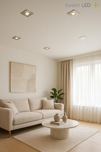 Spot LED encastrable extra plat carré 230V blanc chaud pour rénovation plafond