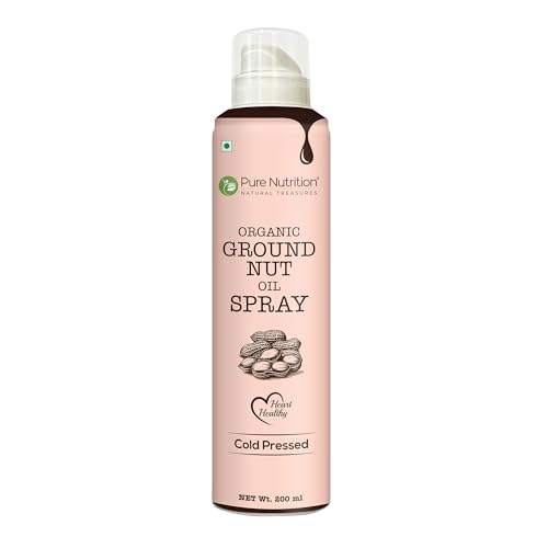 Image of Pure Nutrition Organic Groundnut Oil Spray - 200ml | 100% Pure & Cold-Pressed | Cook Healthy with 10X Less Oil | Naturally Rich in Antioxidants | Supports Heart Health | Ideal for Grilling, Sauteing & Low-Calorie Cooking