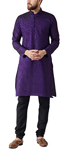 SOJANYA (seit 1958, Herren Purple Jackquard Seide nur Lange Kurta, Größe: 40