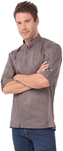 Chef Works Men's Hartford Chef Coat, Graphite Grey, Large