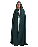 UDYR Medieval Cloak with Hood for Men & Women - Renaissance Hooded Cape for Halloween Cosplay Costume Wedding Dress Up (Green, Large)