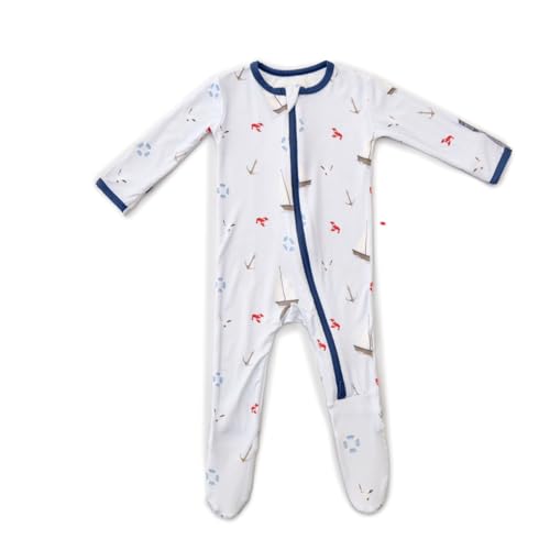Image of Bamboo Little Soft Baby Footie Pajamas, Baby Clothes, Newborn Sleepers, 95% Viscose and 5% Spandex, 0-24 Months