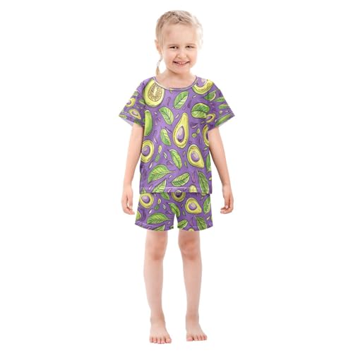 senya Short Sleeve Pajamas Sets Summer Cotton Sleepwear Avacado Fruits and Leaves3