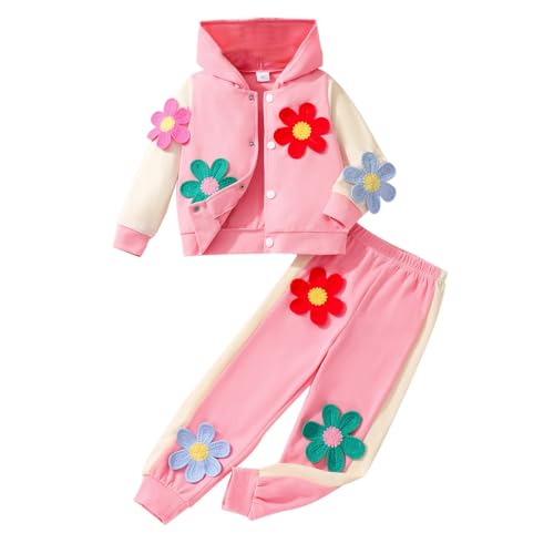 Ensemble sweat à capuche floral 3D et pantalon décontracté pour fille