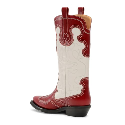 QIV Western Cowboy Boots for Women Pointed Toe Chunky Heel Mid Calf Cowgirl Boots with Embroidery2