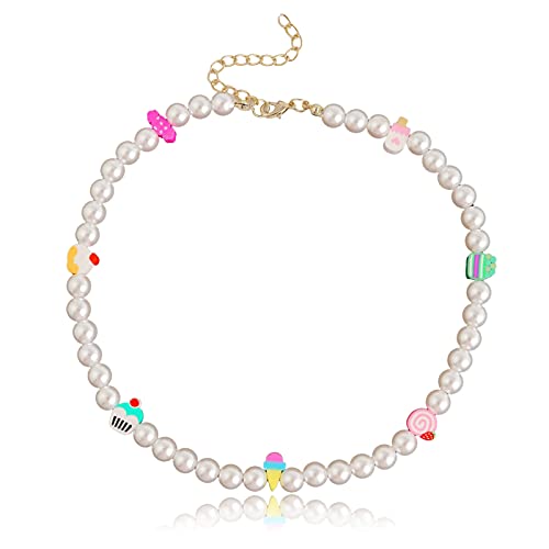 PROJEWE Collana di Perle per Ragazze Collana