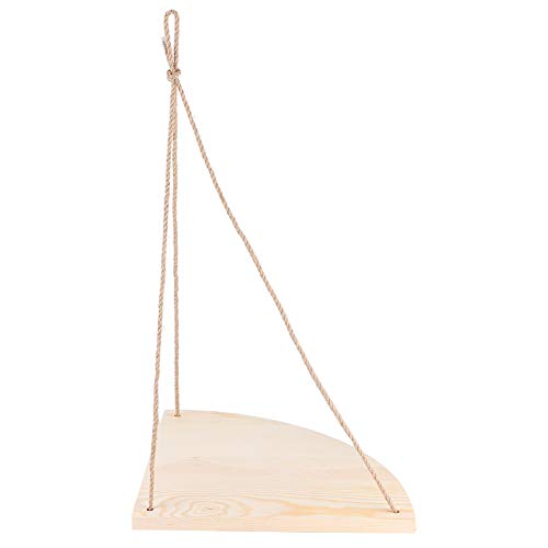 KIMISS Etagere Suspendue Corde Estante de Esquina Pared en Forma de Abanico Exhibición de Madera Estante de Esquina Estante de Almacenamiento con Cuerda de Cáñamo para Decoración del
