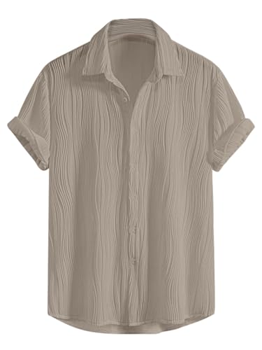 Image of GRECIILOOKS Men Casual Shirt | Stylish Shirt's | Short Sleeve Collared Neck Standard Length | Trendy Button Down Closure Type | Man's Formal Shirts | Solid Slim Regular Fit
