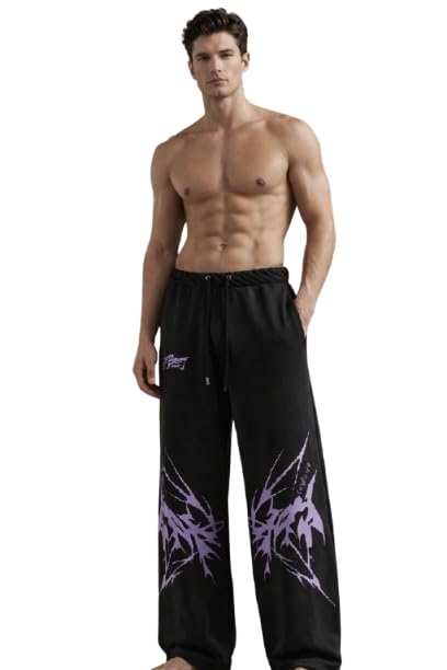 Premium Baggy Lower for Men Printed | Fashionable Loose Fit Jogger Pants Black-image-21
