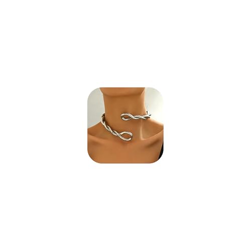 El Mejor Listado de Crisa saltillo disponible en línea para comprar. 42 Peraca Cris - Collar de serpiente grueso de oro y plata, Metal, Sin piedra preciosa