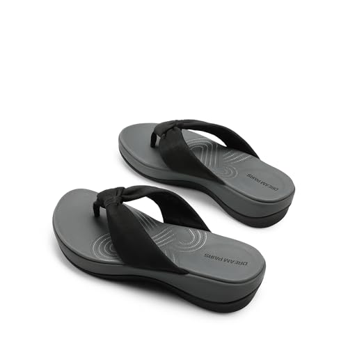 Image of DREAM PAIRS Platform Flip Flops for Women Cushioned Thong Sandals with Soft Eva Foam Insole Lightweight Lycra fabric Comfort Dressy Slides Slippers for Summer Beach
