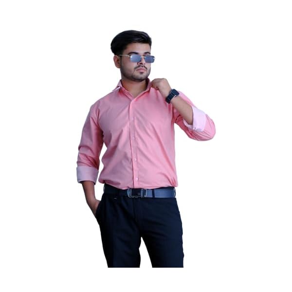 Sparrow Outfit Men’s Pure Cotton Regular Fit Shirt | Casual Wear Formal Shirts for Men and Boys | Spread Collar Long Sleeve Button Down Shirt for Office Party Festive Special Occasions (Peach Pie)