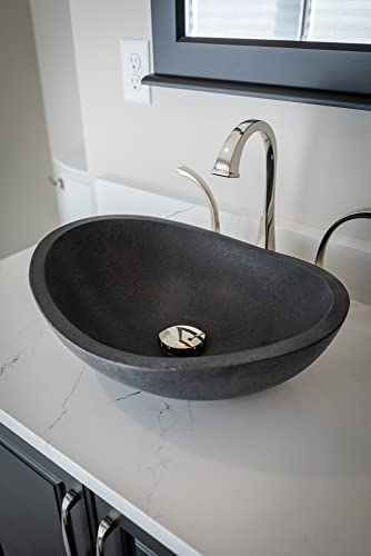 Eden Bath Eb_S005Ls-H Stone Canoe Vessel Sink - Honed Black Lava Stone #TOP7