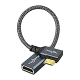 Twozoh 90度左角HDMIメス - Mini ケーブル 0.2M 角度付きHDMI(メス)-ミニ(オス)アダプターケーブル 3D/4K 1080p対応 適格請求書発行可