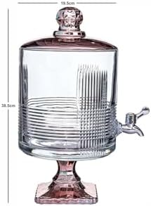 Inovique Enterprises 4.5 Litre Footed Glass Juice Dispenser with Tap | Fringed Detox Jar | Mason Jar Beverage Dispenser for Water, Beer, Juice, Liquor | Pack of 1, Transparent