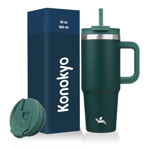 Image of Konokyo 30 oz Insulated Tumbler Water Bottle with Handle, Straw Lid