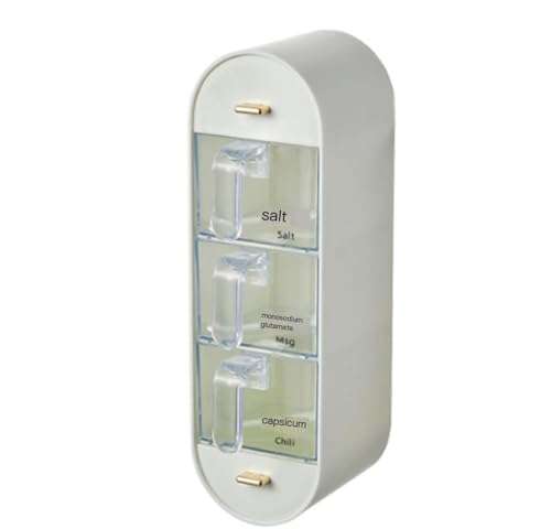 WAWPU Tarro de condimentos, Caja de condimentos, Juego de combinación de condimentos de glutamato monosódico y Sal for Colgar en la Pared, Caja de condimentos sin Perforaciones(White)