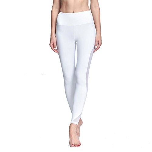ONGASOFT Pantalon de Yoga en Maille pour Femme XL Blanc Cover