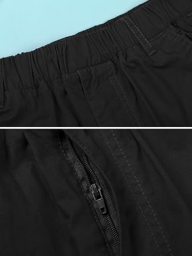 Phorecys Boys Pull on Cargo Pants Elastic Waist Casual Uniform Multi-Pockets Trousers2