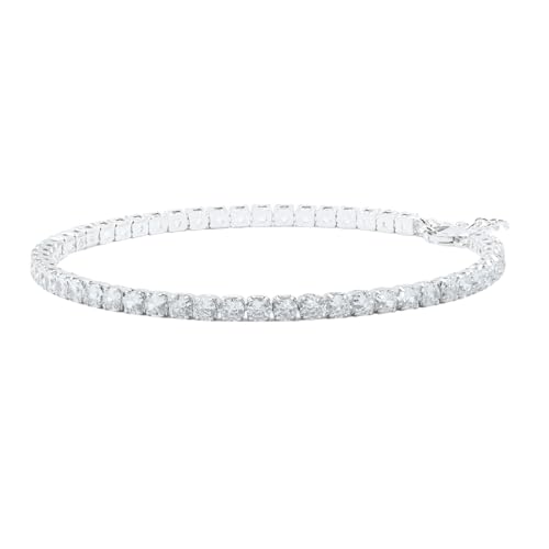 Hatton Jewellery Tennis Bracelet Sterling Silver Eternity Bracelet for Women. 2mm Round Cubic Zirconia. Gift boxed perfect present for any occasion