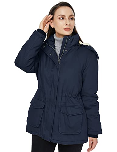 Wenven Women's Winter Heavyweight Warm Utility Fashion Parka Jacket (Navy, M) #TOP2