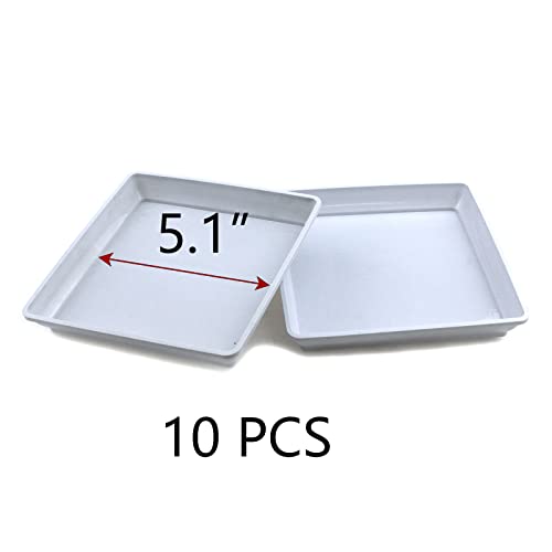Pufguy Plant Saucers White Plant Tray 5.9" X 5.9" Square Drip Trays Planter Pots - 10Pcs #TOP2