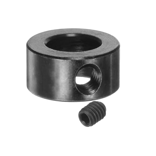 QUARKZMAN 12 Stück Satz-Scheibenkragen 8mm Bohrung, Schwarz Oxid Stahl Wellenkragen, 14mm Außendurchmesser, 7mm Breite, Fahrwerkstopper Radkragen mit Innensechskantschlüssel