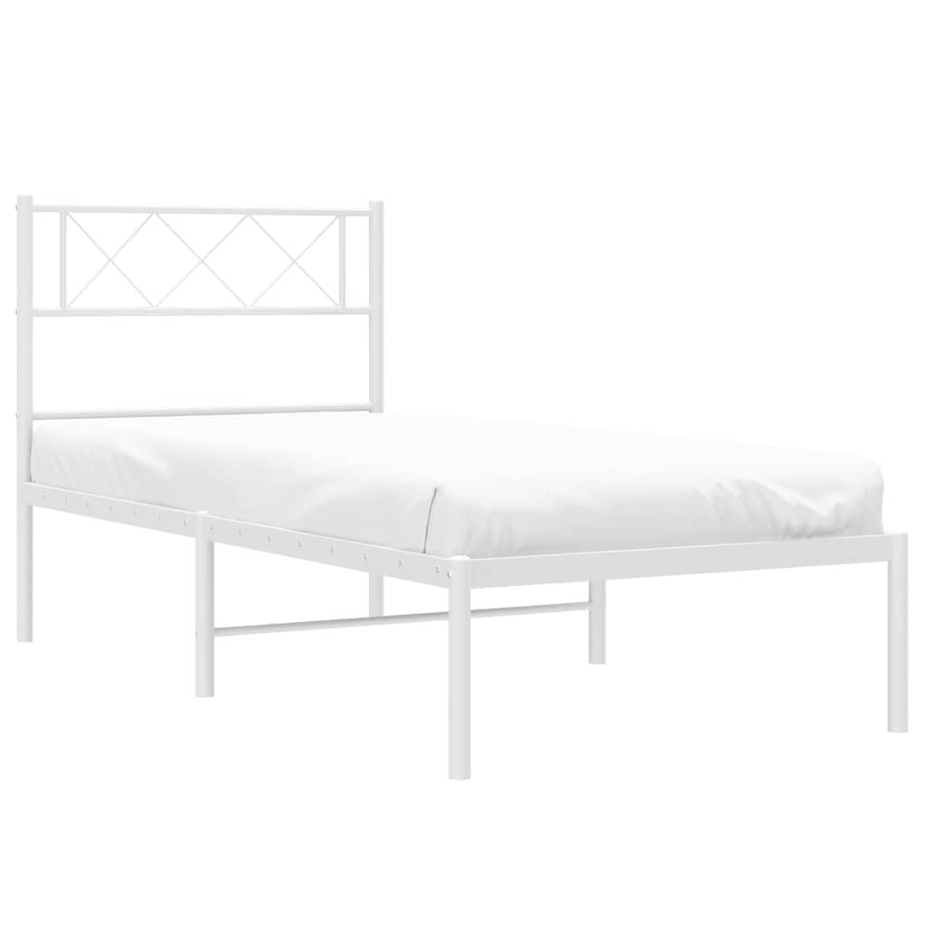 vidaXL Giroletto con Testiera Metallo Bianco 100x190 cm