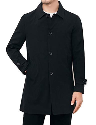 Men's Outwear Classic Notch Lapel Single Breasted Mid Long Trench Coat Jacket3