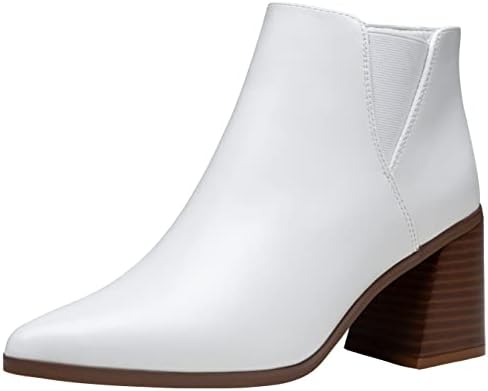 Vepose Women's 9631 Ankle Booties Pointed Toe, Block Chunky Heel Boots with Side Zipper