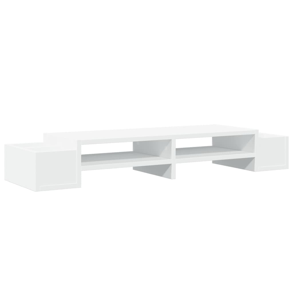 Générique Supporto per monitor bianco in legno di ingegneria con ripiano e fessure di stoccaggio, organizza forniture per ufficio e cancelleria, piattaforma rialzata per una postura