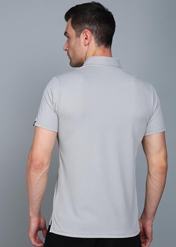 Image of INKKR Men Soild Polo Neck Texture T-Shirt