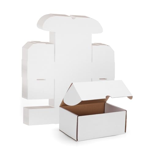 Image of WIFTREY 7x5x3 inches White Shipping Boxes Set of 25, Corrugated Cardboard Boxes 7 x 5 x 3 for Shipping Small Business, Literature Mailer Box, Packaging Supplies