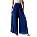 FQZWONG Palazzo Pants for Women Dressy Chiffon High Waist Wide Leg Pants Fashion Loose Fit Flowy Lightweight Long Trousers（2-Blue,Small