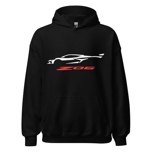 2024 Sports Car Z06 C8 Next Gen Silhouette Vette Drivers Hoodie Pullover Sweatshirt Black