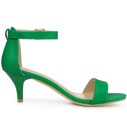 Allegra K Allegra K Women Open Toe Kitten Heeled Ankle Strap Green Sandals 6 M US
