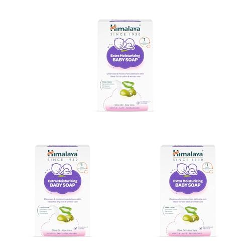 Image of Himalaya Extra Moisturizing Baby Soap for Dry Skin | B3G1-125g Helps Lock In Moisture With Aloe-Milk Moisture Complex of Almond & Olive Oil | Clinically Tested | No. 1 Doctor Recommended Brand