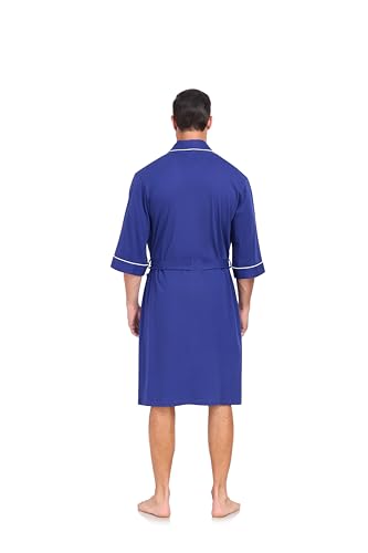 Image of COLORFULLEAF 100% Cotton Men's Bathrobes Summer Kimono Short Sleeve Lightweight Soft Breathable Spa Robe for Men