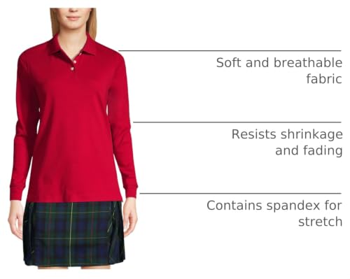 Image of Lands' End School Uniform Kids Long Sleeve Interlock Polo Shirt