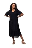 V-Ausschnitt Ulla Popken Damen Tunikakleid Mit Spitze Kleid, Mattes Nachtblau, 50-52 EU
