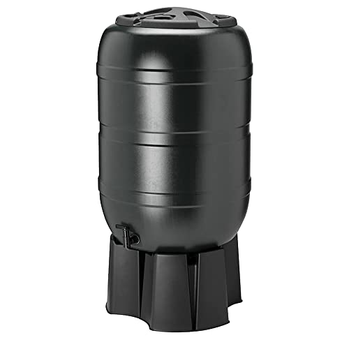 210L Black Water Butt with Stand & Tap