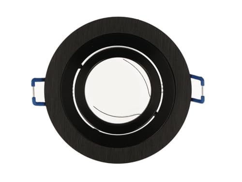 Foco LED empotrable negro aluminio cepillado redondo – orientable – tamaño de la sierra 80 mm – tamaño exterior 92 mm
