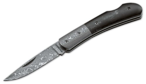 Magnum 01MB551DAM Damascus Knife with 2-1/2 in. Straight Edge Blade, Black Bone